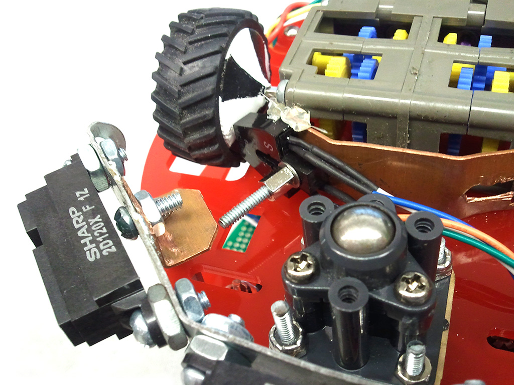 photo of gearbox and shaft encoder on robot