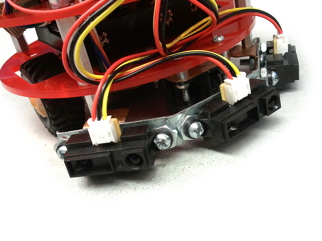 photo of three infared distance sensors on robot