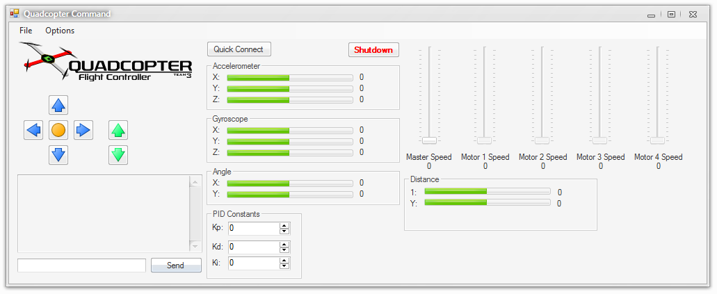 quadcopter PC control application screenshot